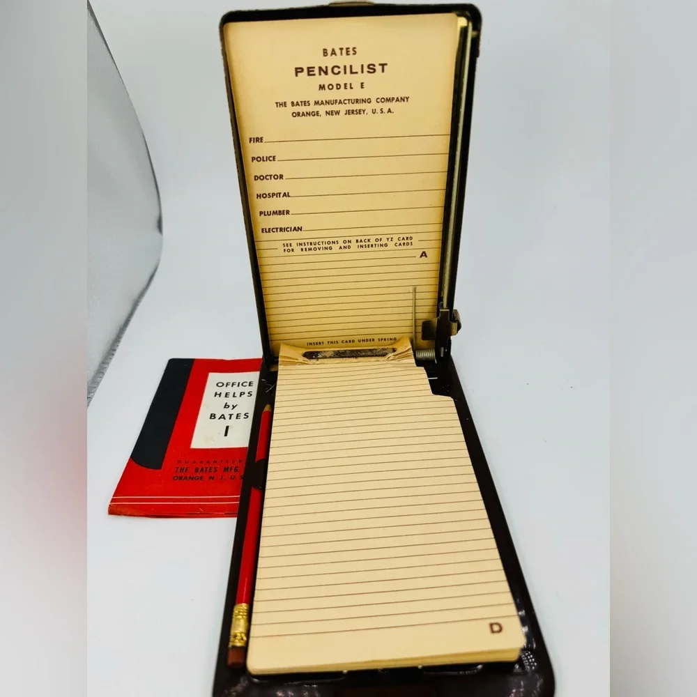 VTG Bates Woodgrain Listfinder Address Phone Book Metal Flip Up Missing Pages
